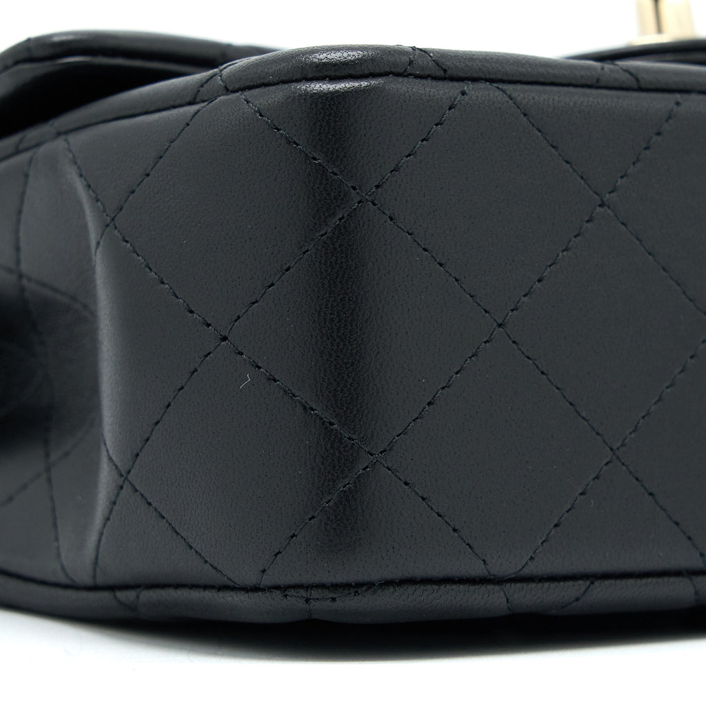 Chanel Top Handle Mini Rectangular Flap Bag Lambskin Black L (Microchip)