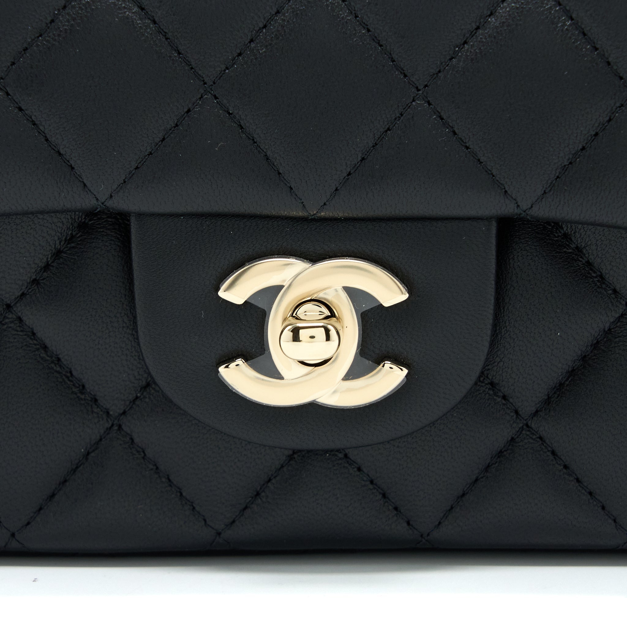 Chanel Top Handle Mini Rectangular Flap Bag Lambskin Black L (Microchip)