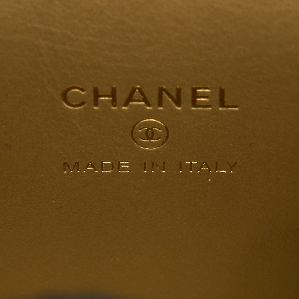 Chanel 22S Pearl Crush Mini Vanity With Chain Lambskin Black