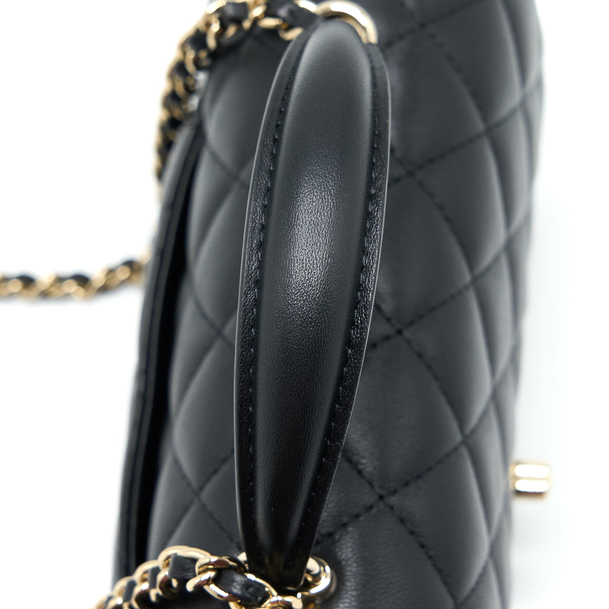 Chanel Top Handle Mini Rectangular Flap Bag Lambskin Black L (Microchip)
