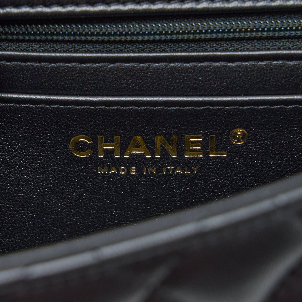 Chanel Top Handle Mini Rectangular Flap Bag Lambskin Black L (Microchip)