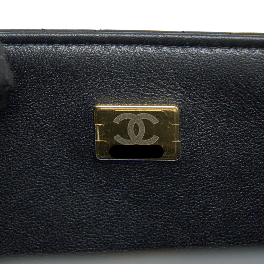 Chanel Top Handle Mini Rectangular Flap Bag Lambskin Black L (Microchip)