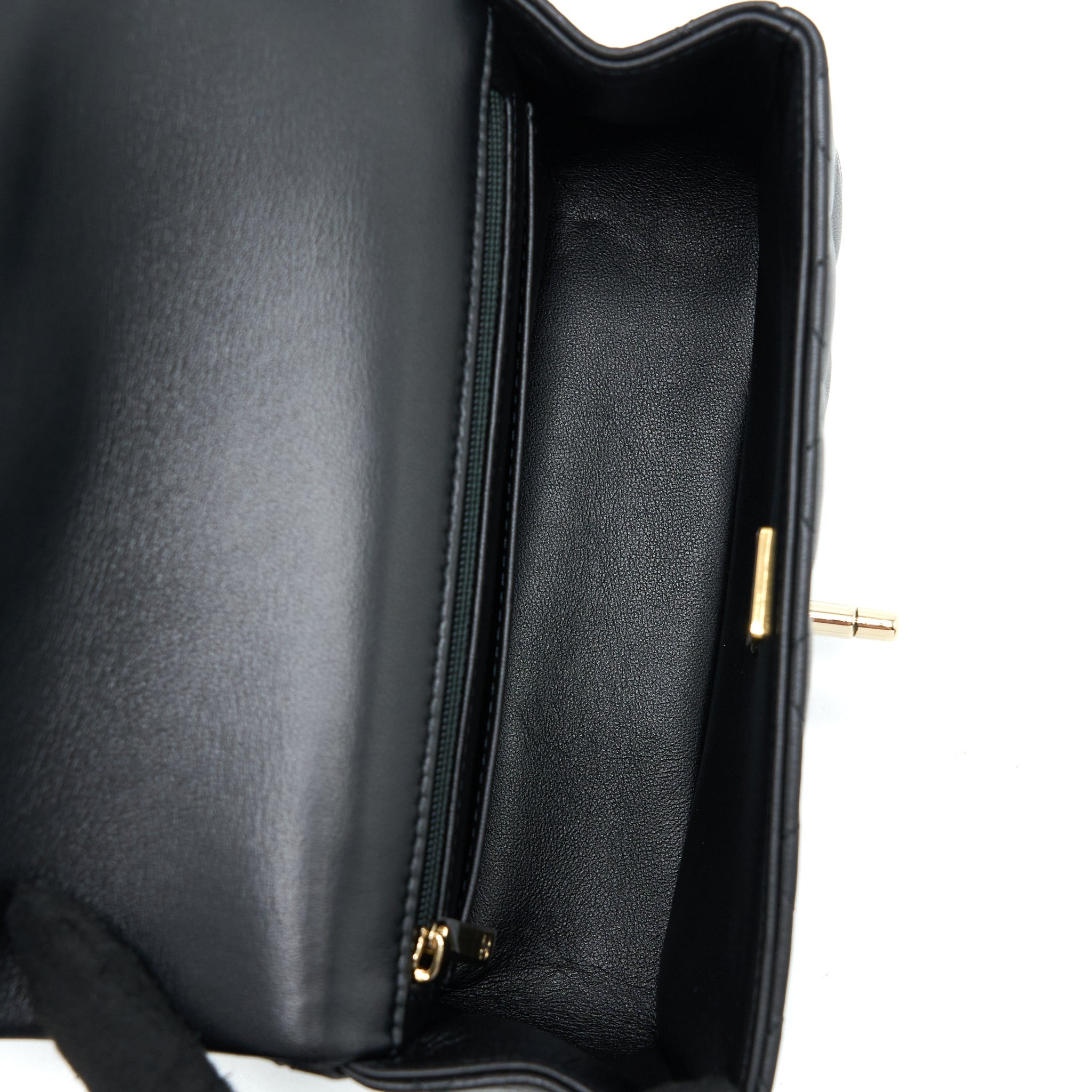 Chanel Top Handle Mini Rectangular Flap Bag Lambskin Black L (Microchip)