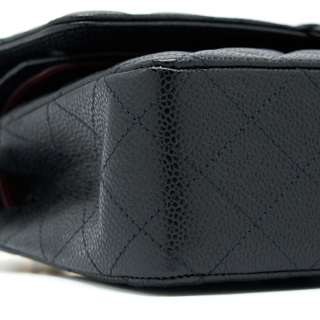Chanel Medium Classic Double Flap Bag Caviar Black  (Microchip)