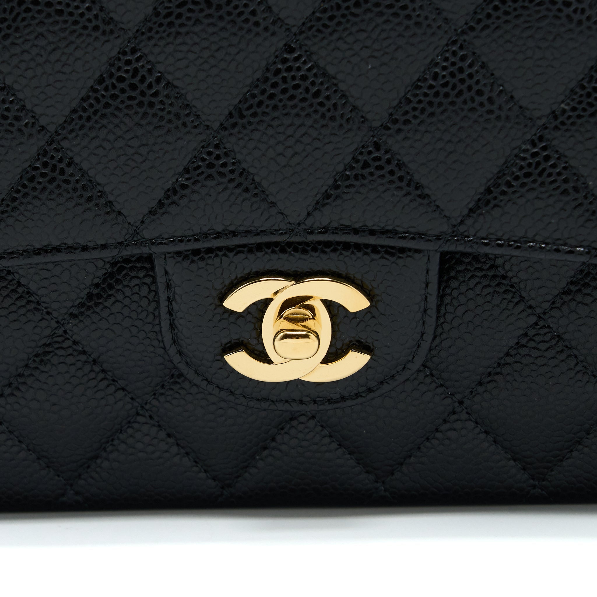 Chanel Medium Classic Double Flap Bag Caviar Black  (Microchip)
