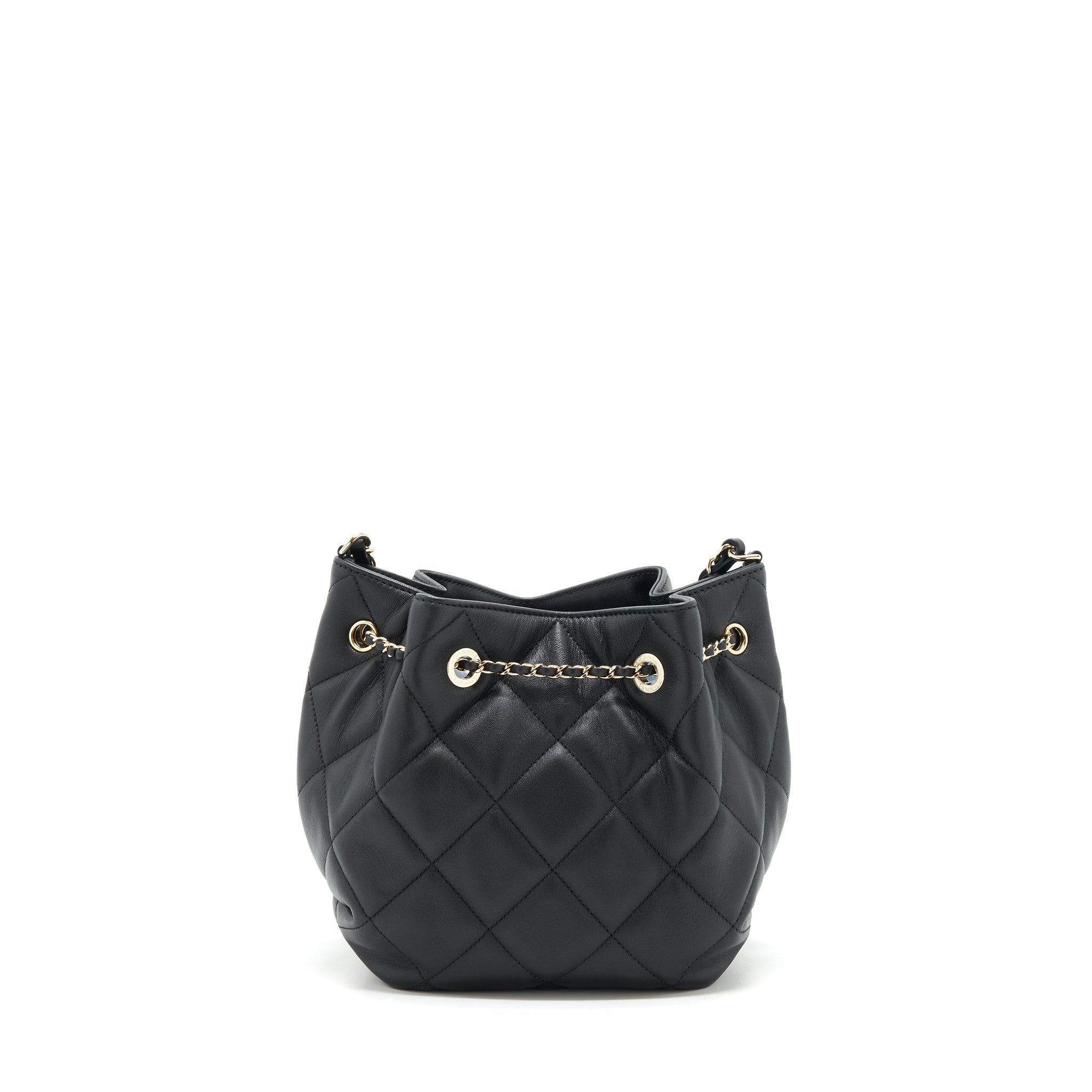 Chanel drawstring Bucket bag Quilted Lambskin Black L
