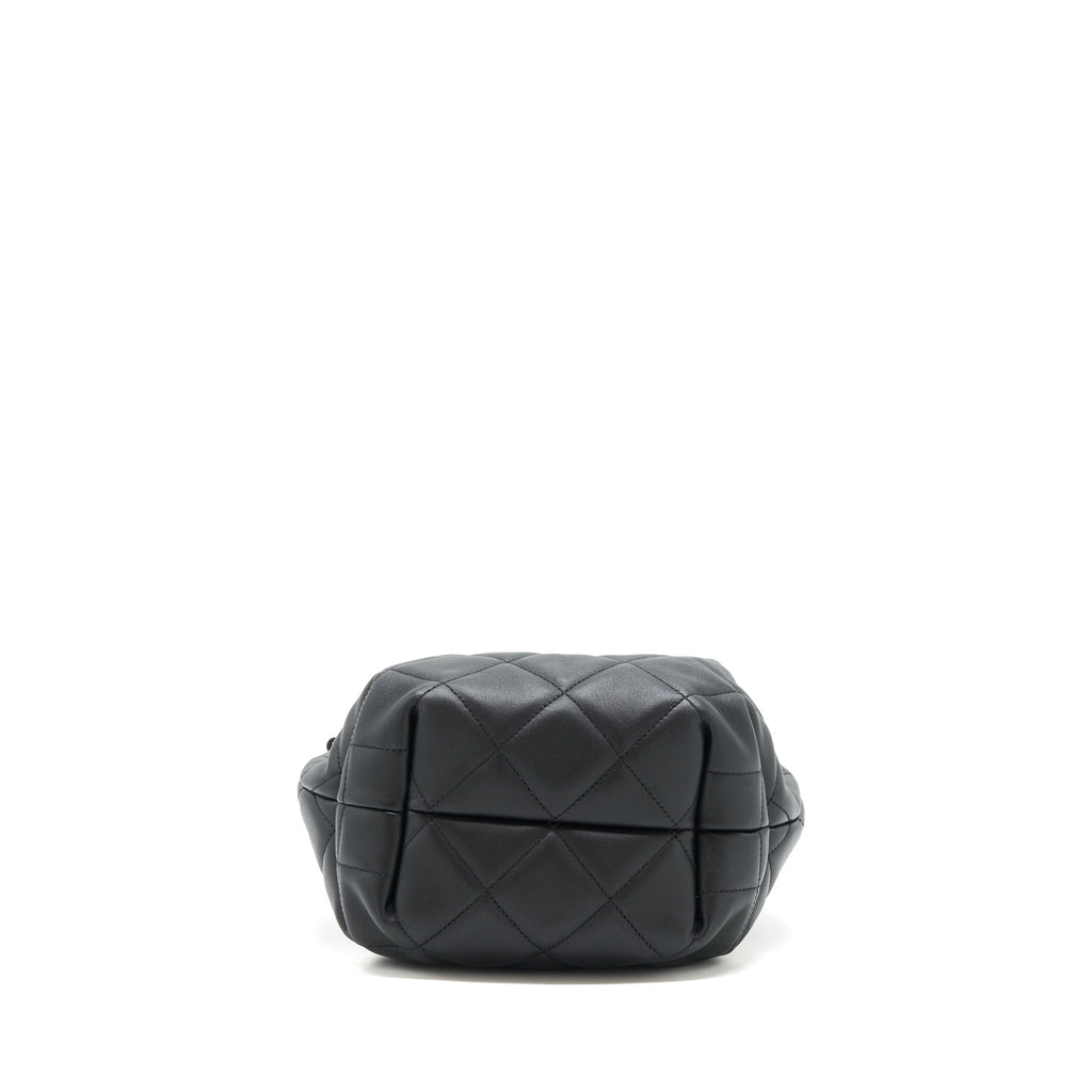 Chanel drawstring Bucket bag Quilted Lambskin Black L