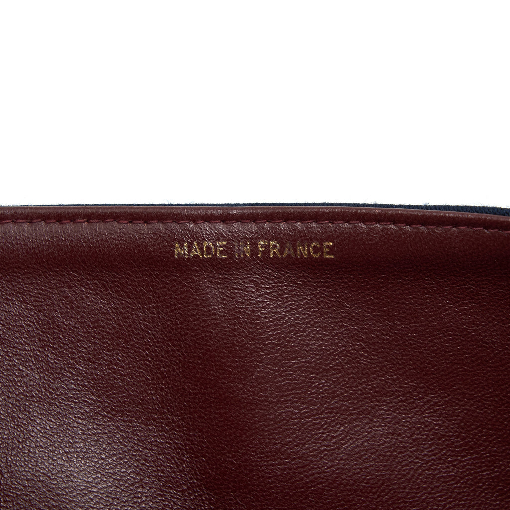 Chanel Vintage Medium Classic Double Flap Bag Fabric Navy