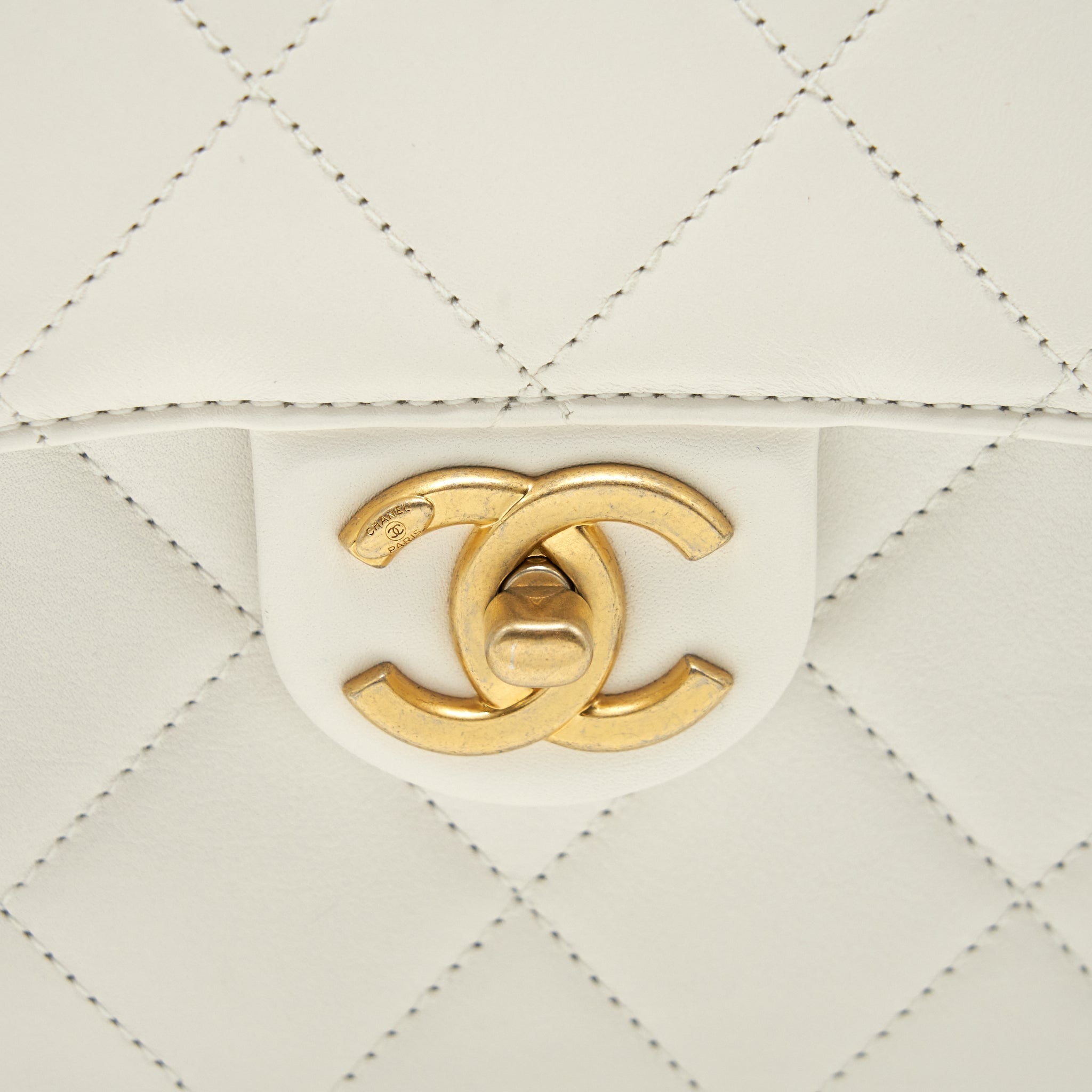 Chanel Seasonal Flap Crossbody Bag Lambskin Cream