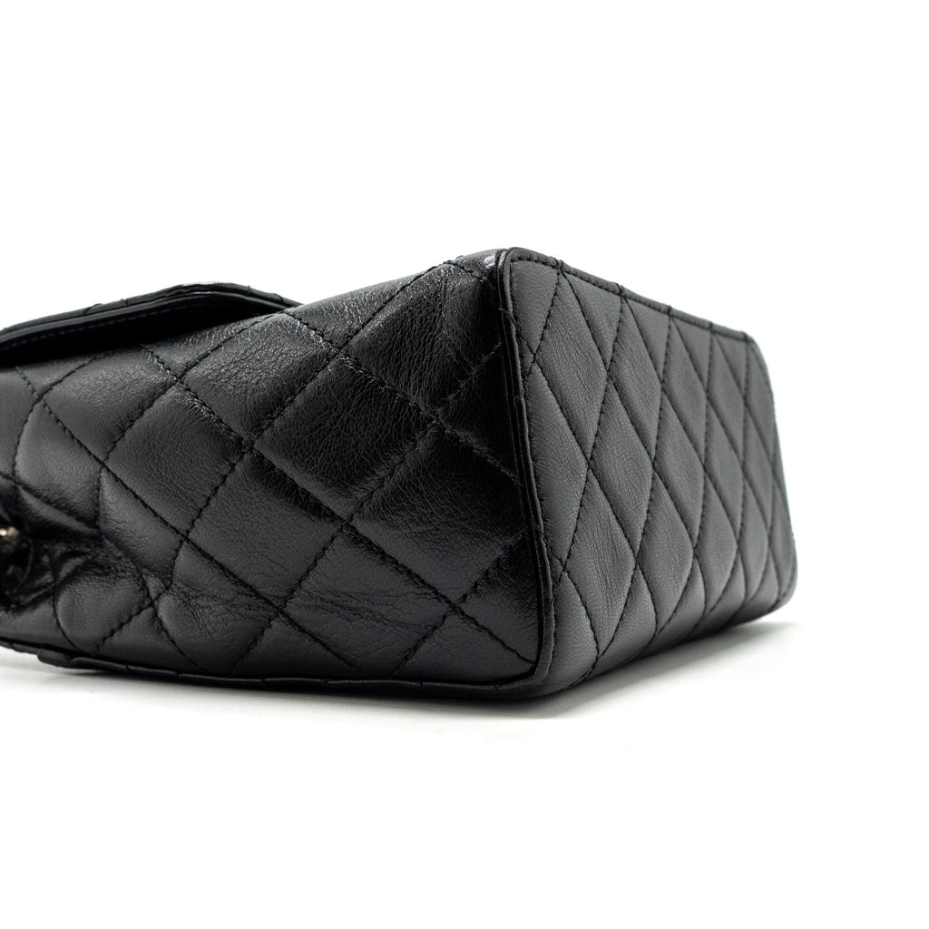 Chanel 22K retro new square large flap bag goatskin black  (microchip)