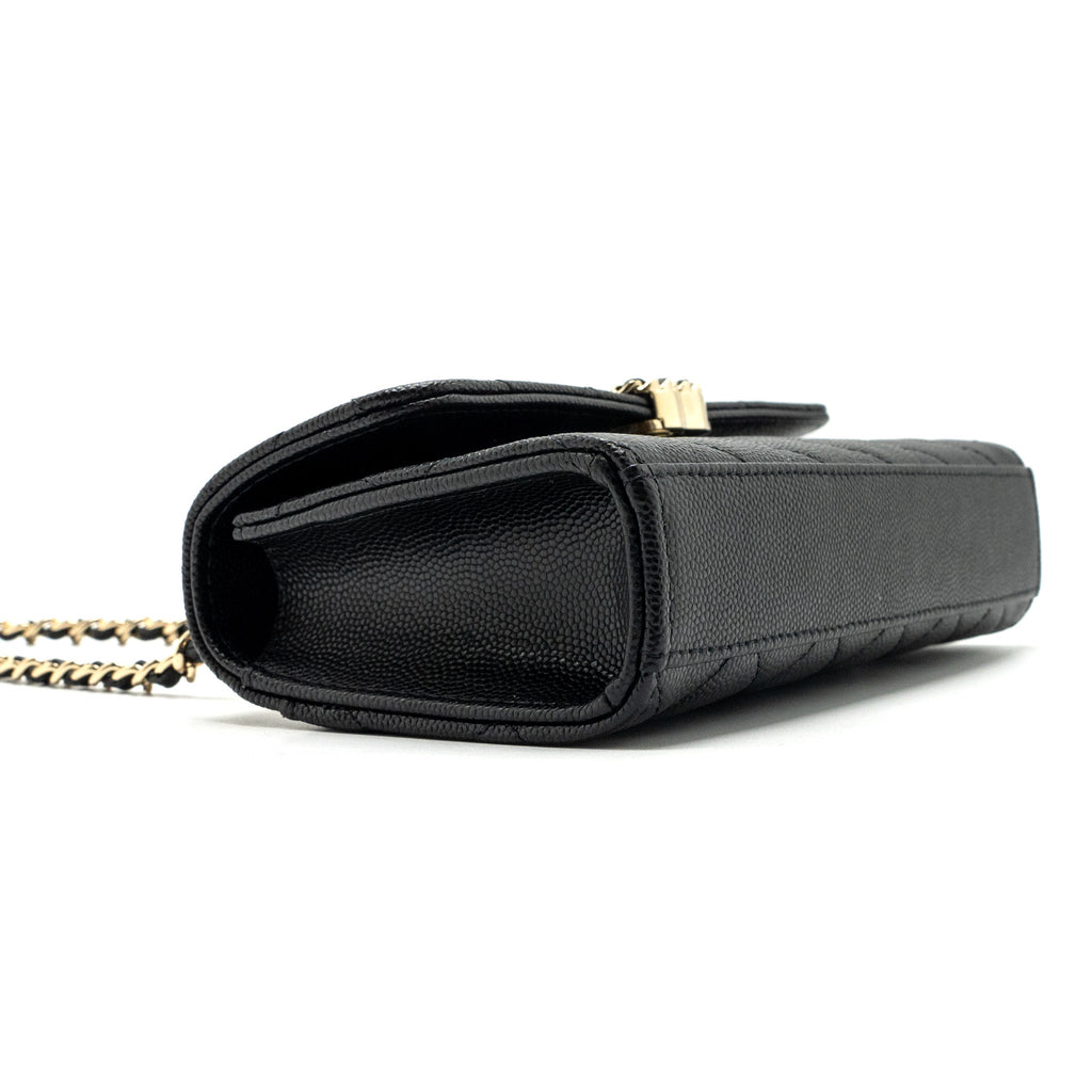 chanel 23p top handle mini flap bag with chain caviar black L (microchip)