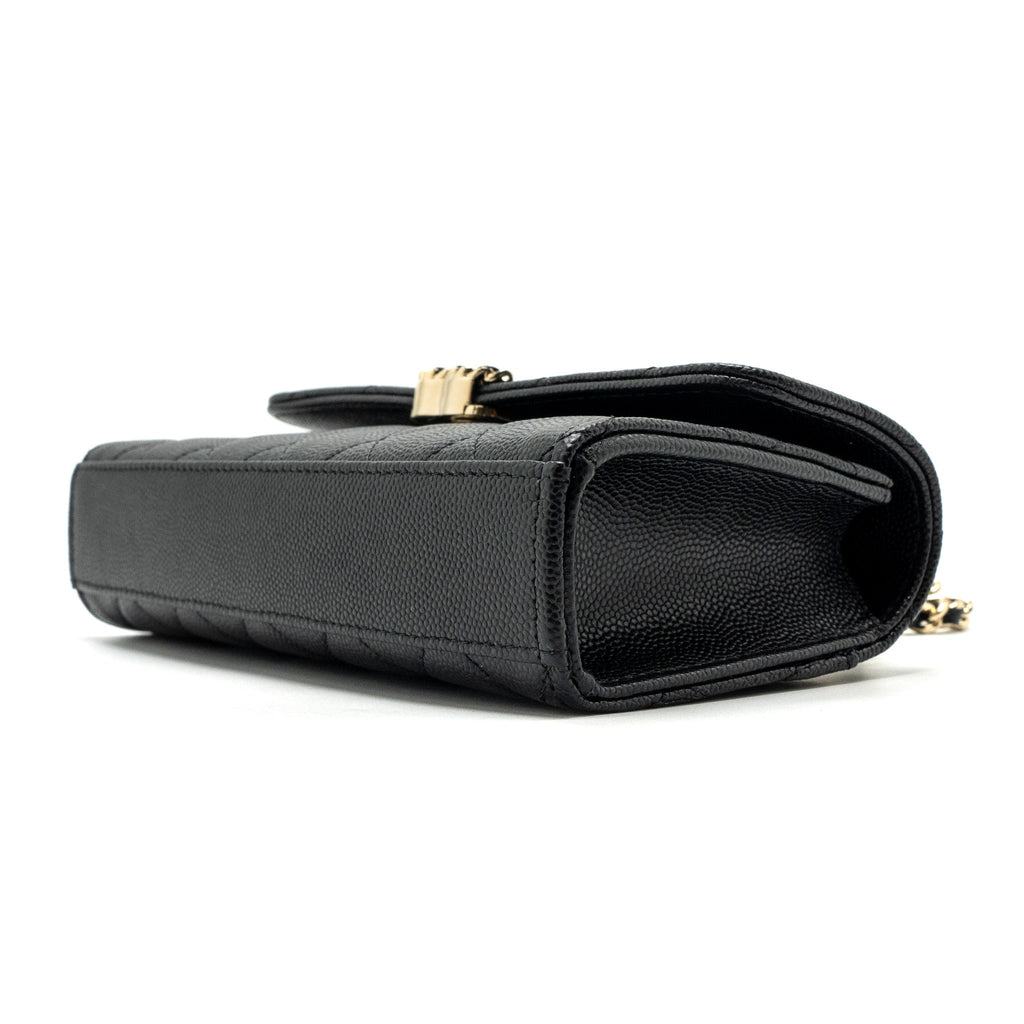 chanel 23p top handle mini flap bag with chain caviar black L (microchip)