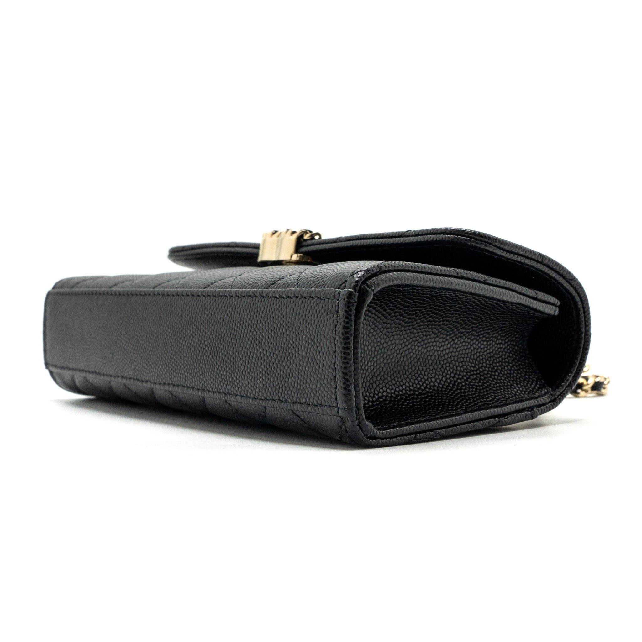 chanel 23p top handle mini flap bag with chain caviar black L (microchip)