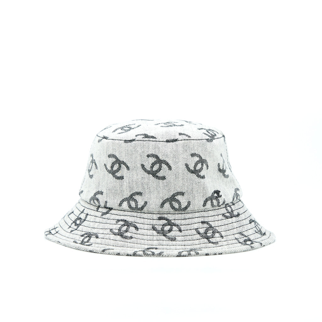 Chanel 22K Size M CC Logo Denim Bucket Hat Blue/Grey