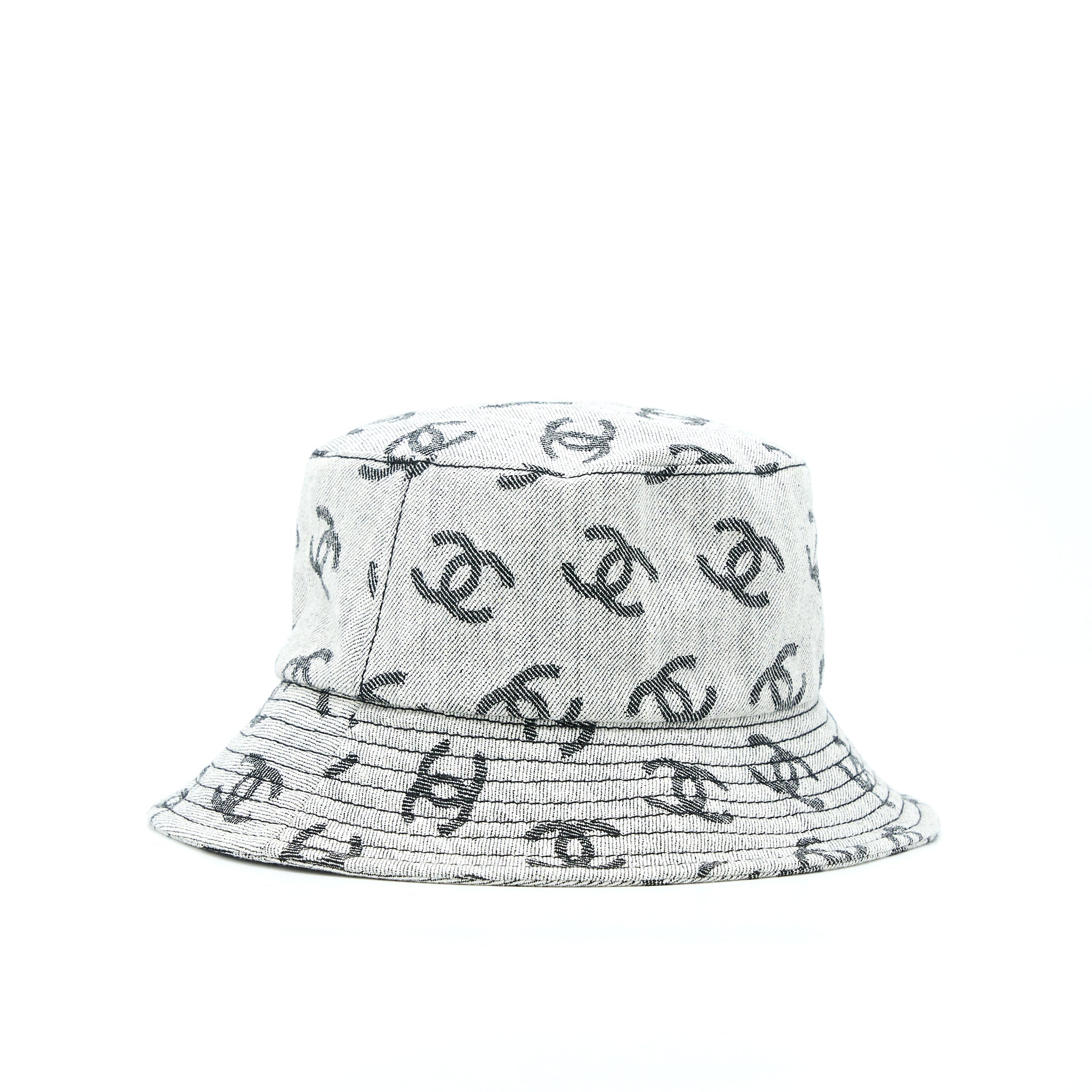 Chanel 22K Size M CC Logo Denim Bucket Hat Blue/Grey
