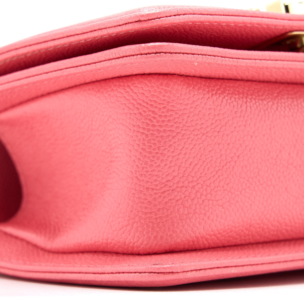 Chanel Super Mini Boy Bag Chevron Caviar Pink L (Microchip)