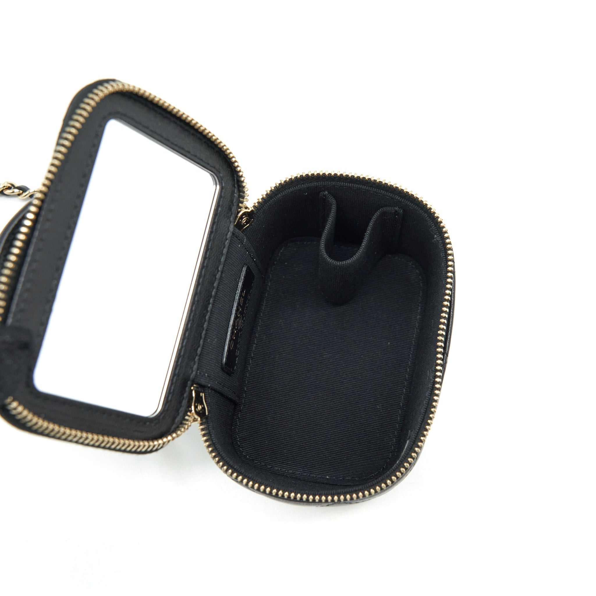 Chanel 22P Top Handle Mini Vanity With Chain Lambskin Black L