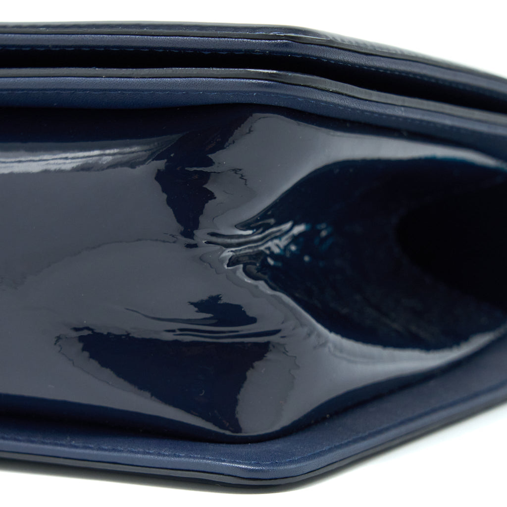 Chanel Medium Boy Bag Patent Navy