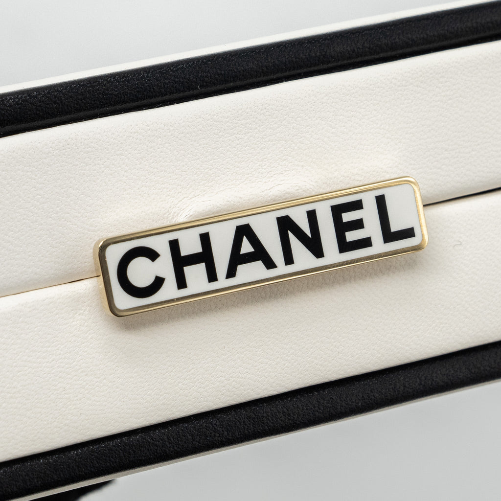 Chanel 21s Perfume Bottle Evening Bag Lambskin Black/White L