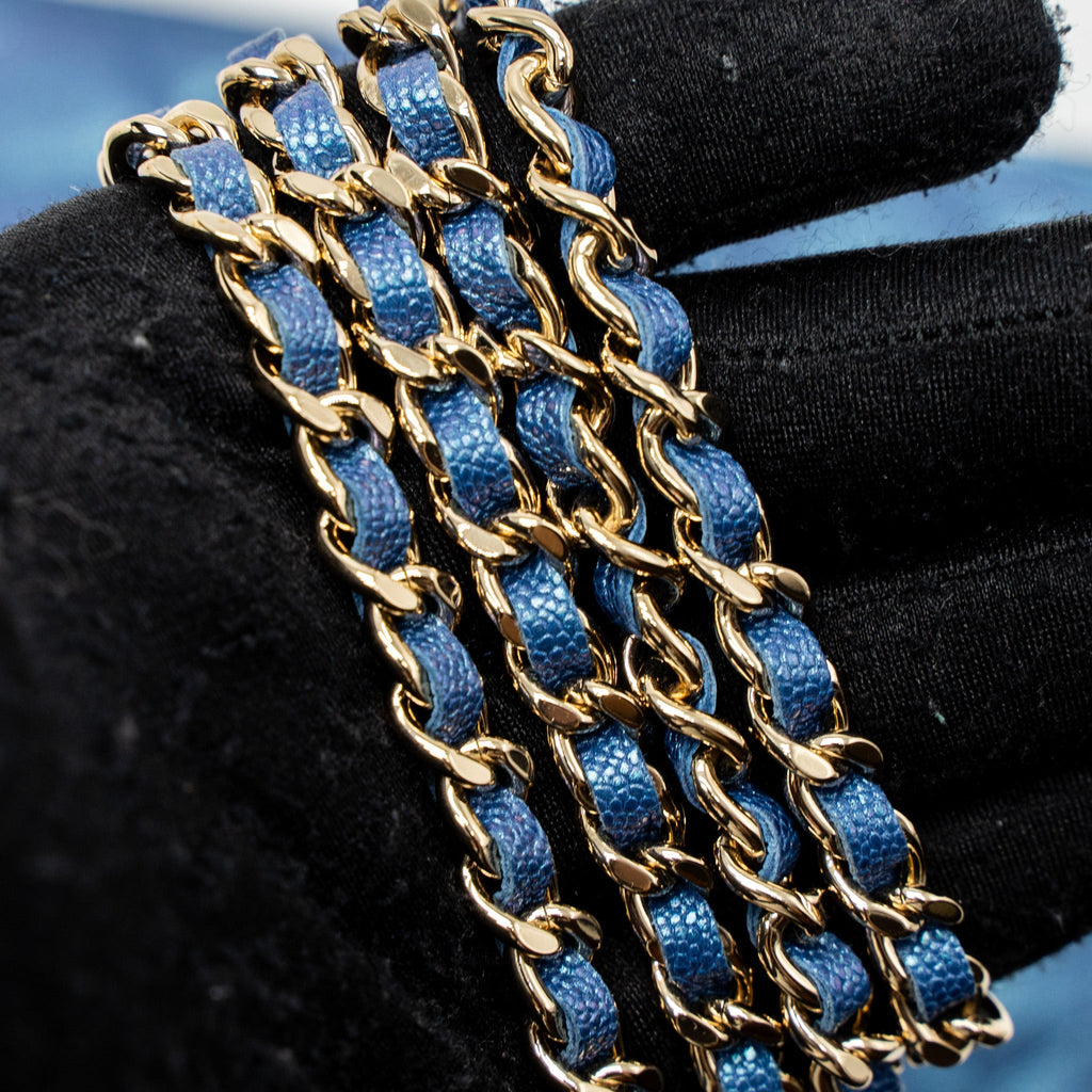 Chanel Classic Wallet On Chain Caviar Iridescent Blue L