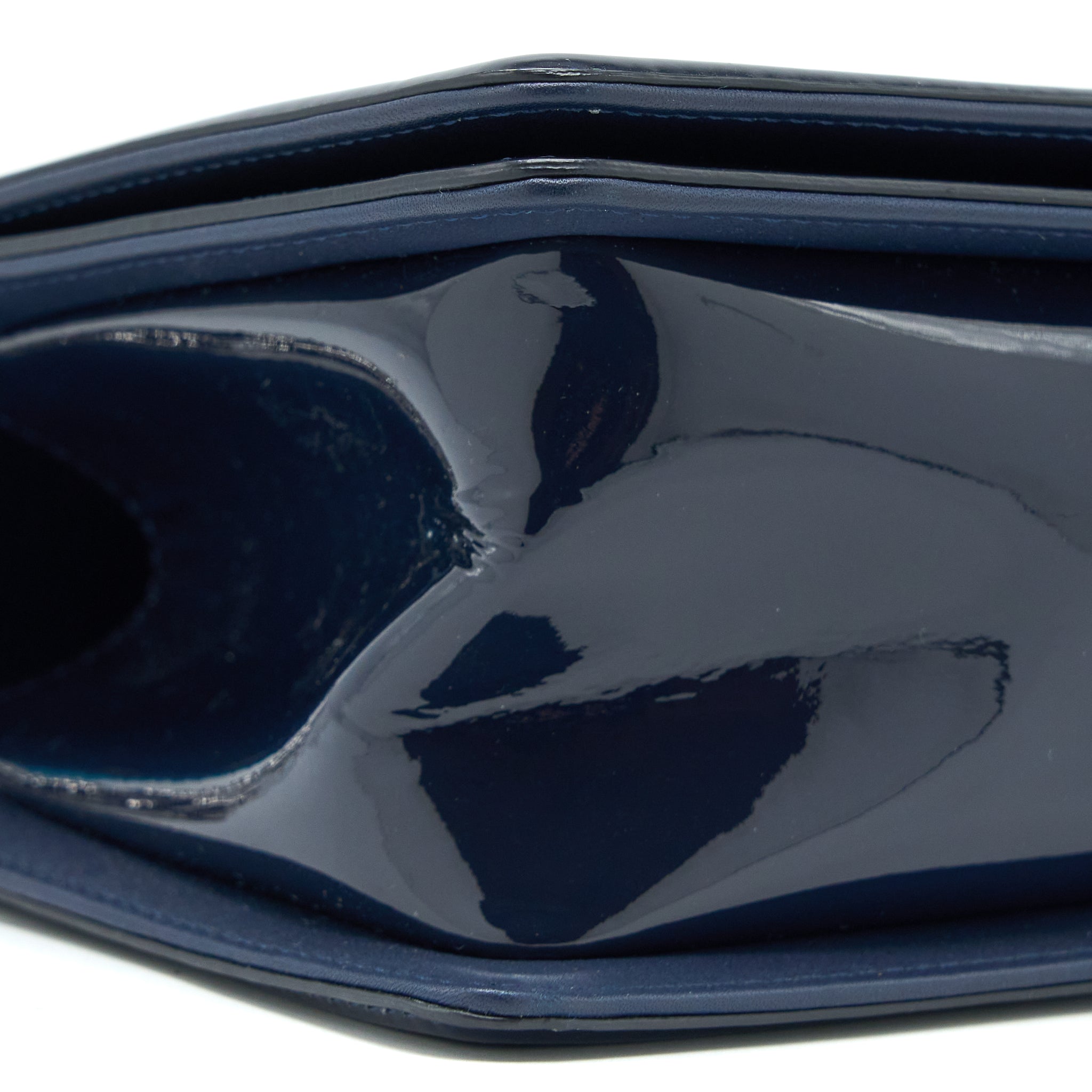 Chanel Medium Boy Bag Patent Navy