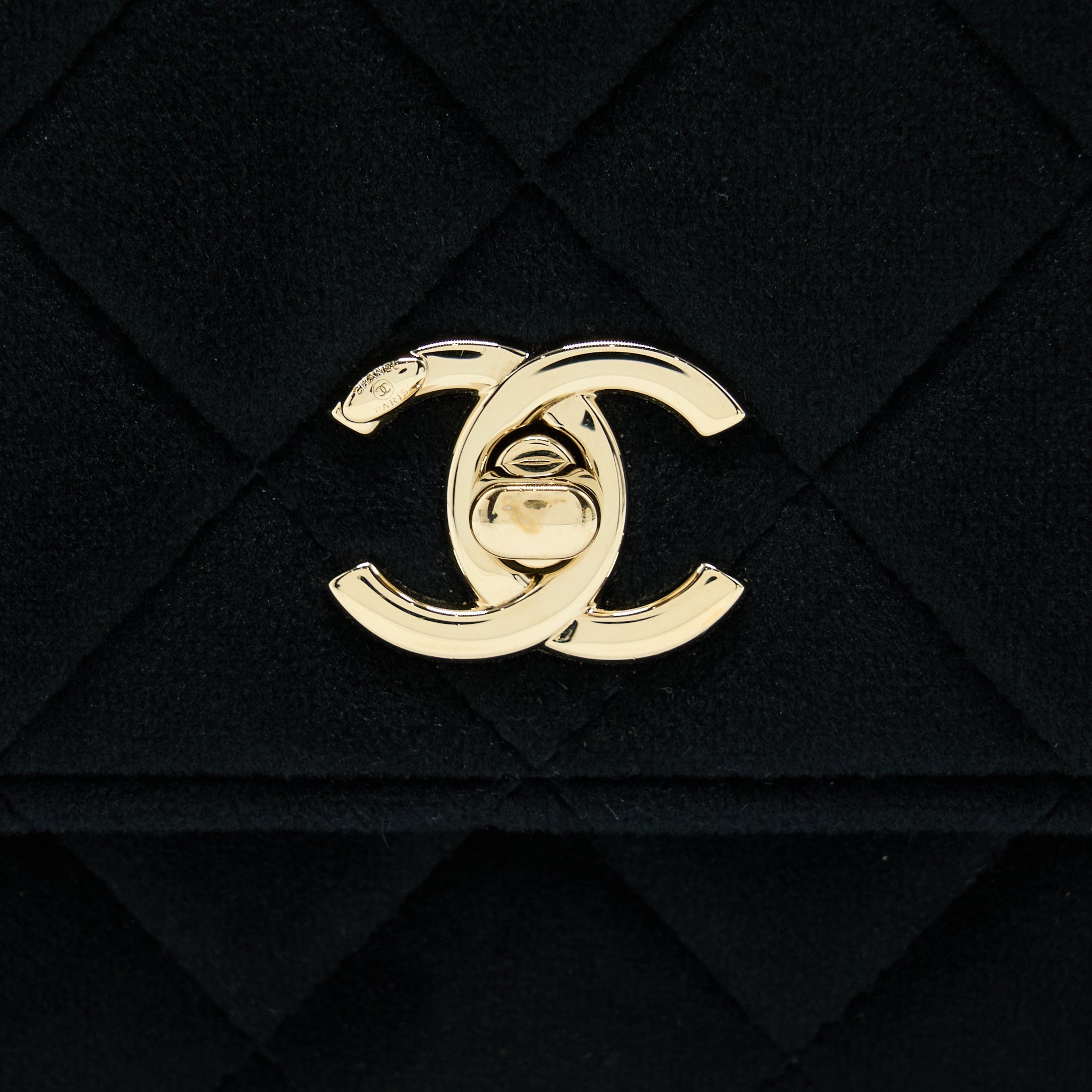 Chanel Velvet Pearl Crush Wallet On Chain Black L