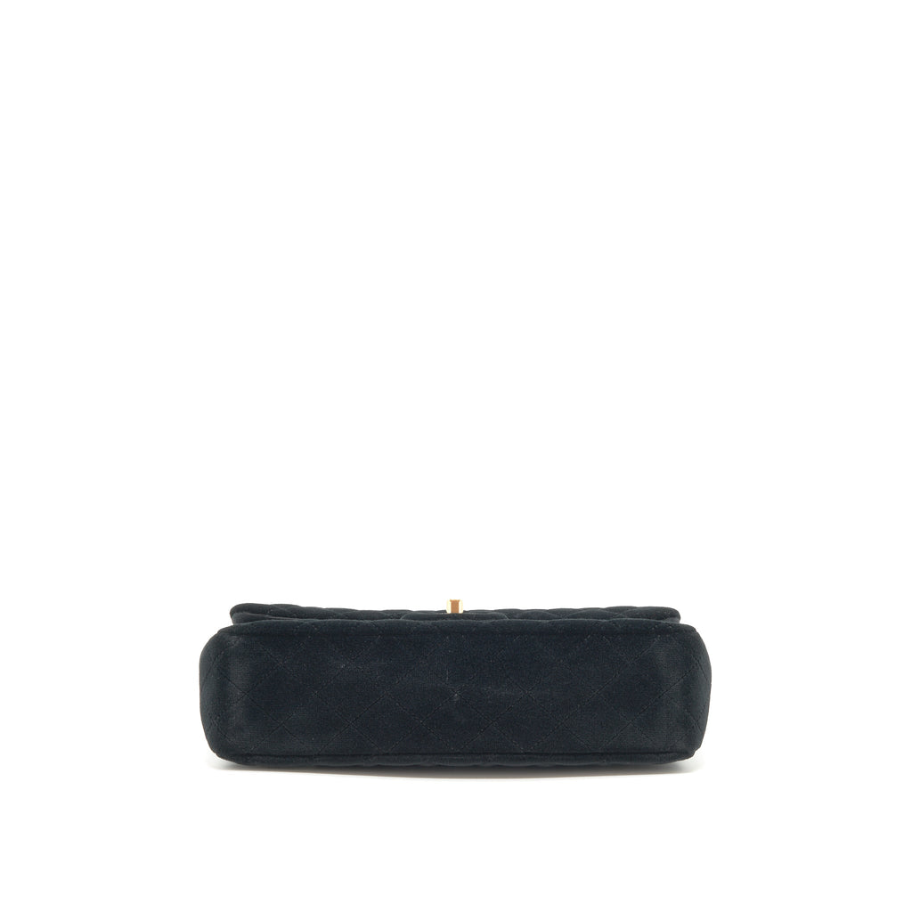Chanel Velvet Medium Classic Double Flap Bag Velvet Black L