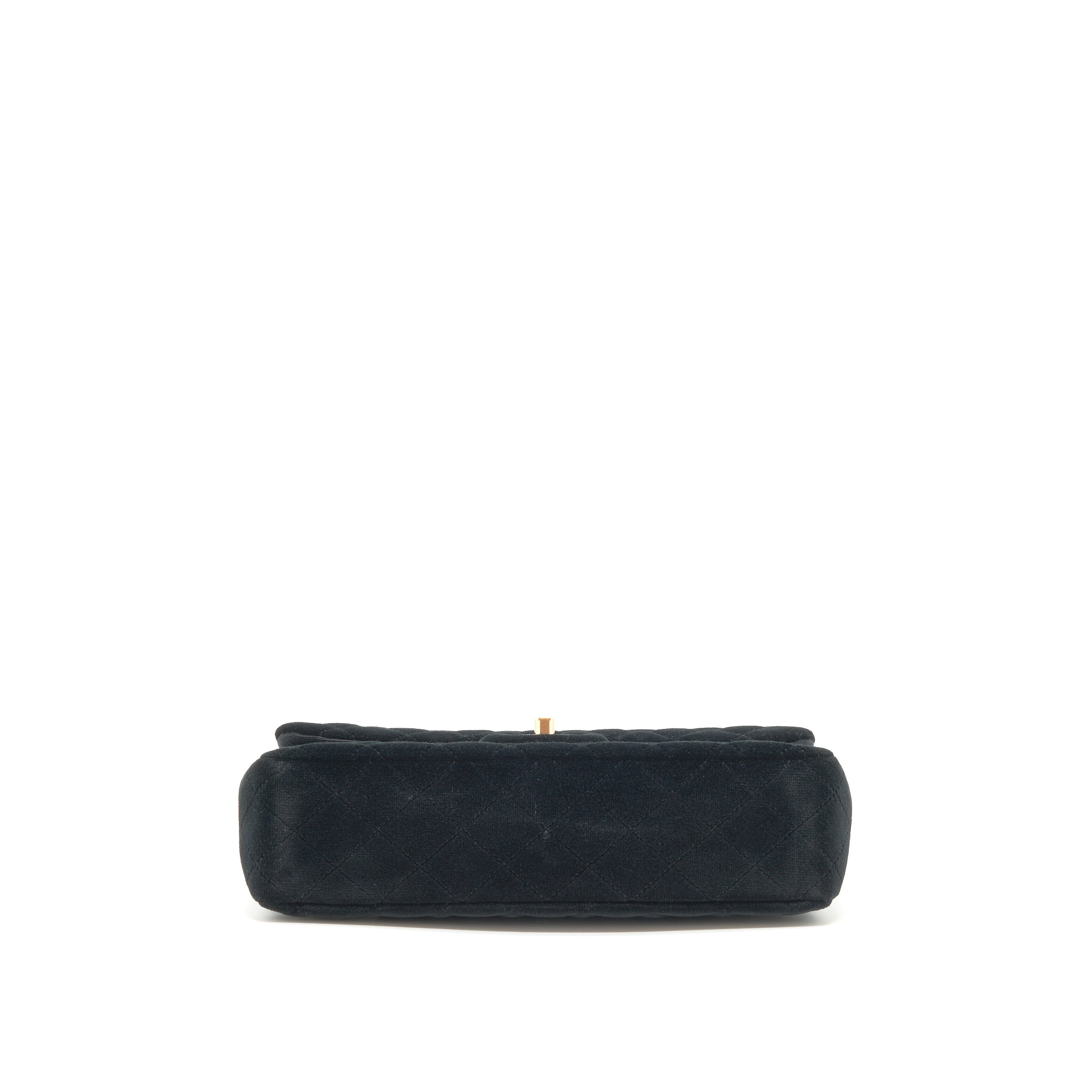 Chanel Velvet Medium Classic Double Flap Bag Velvet Black L