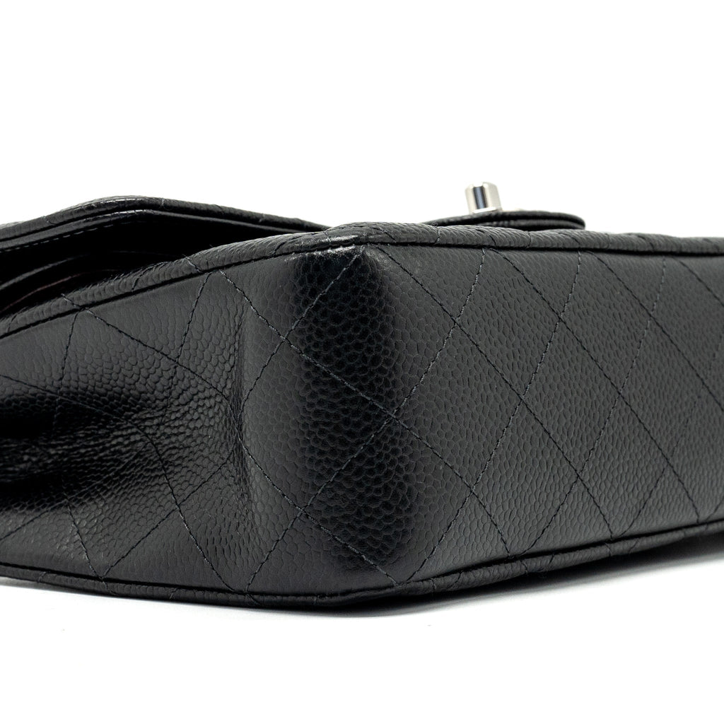 Chanel Small Classic Double Flap Bag Caviar Black  (microchip)