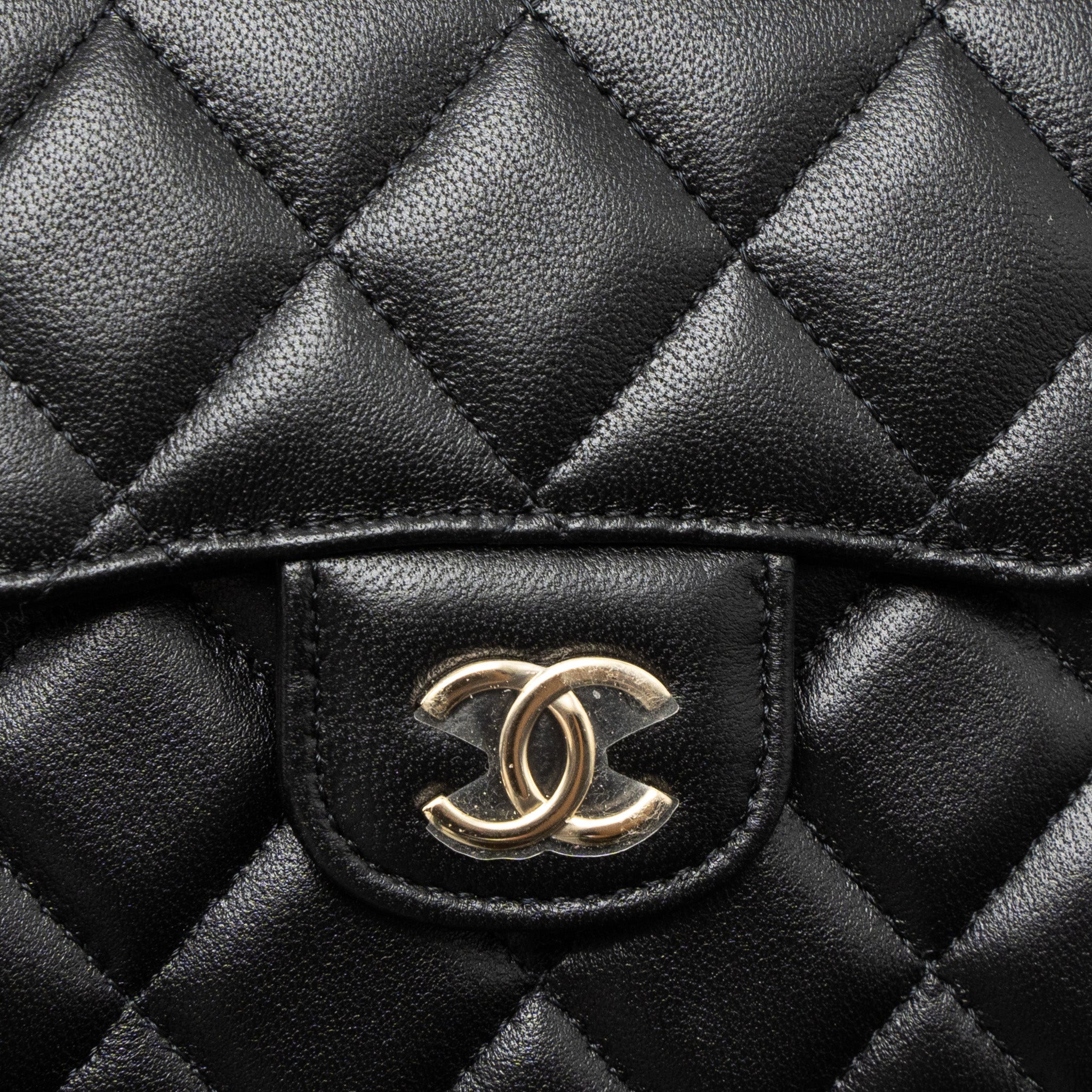 Chanel Top Handle Mini Flap Bag Lambskin Black L (Microchip)