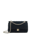 Chanel Velvet Medium Classic Double Flap Bag Velvet Black L