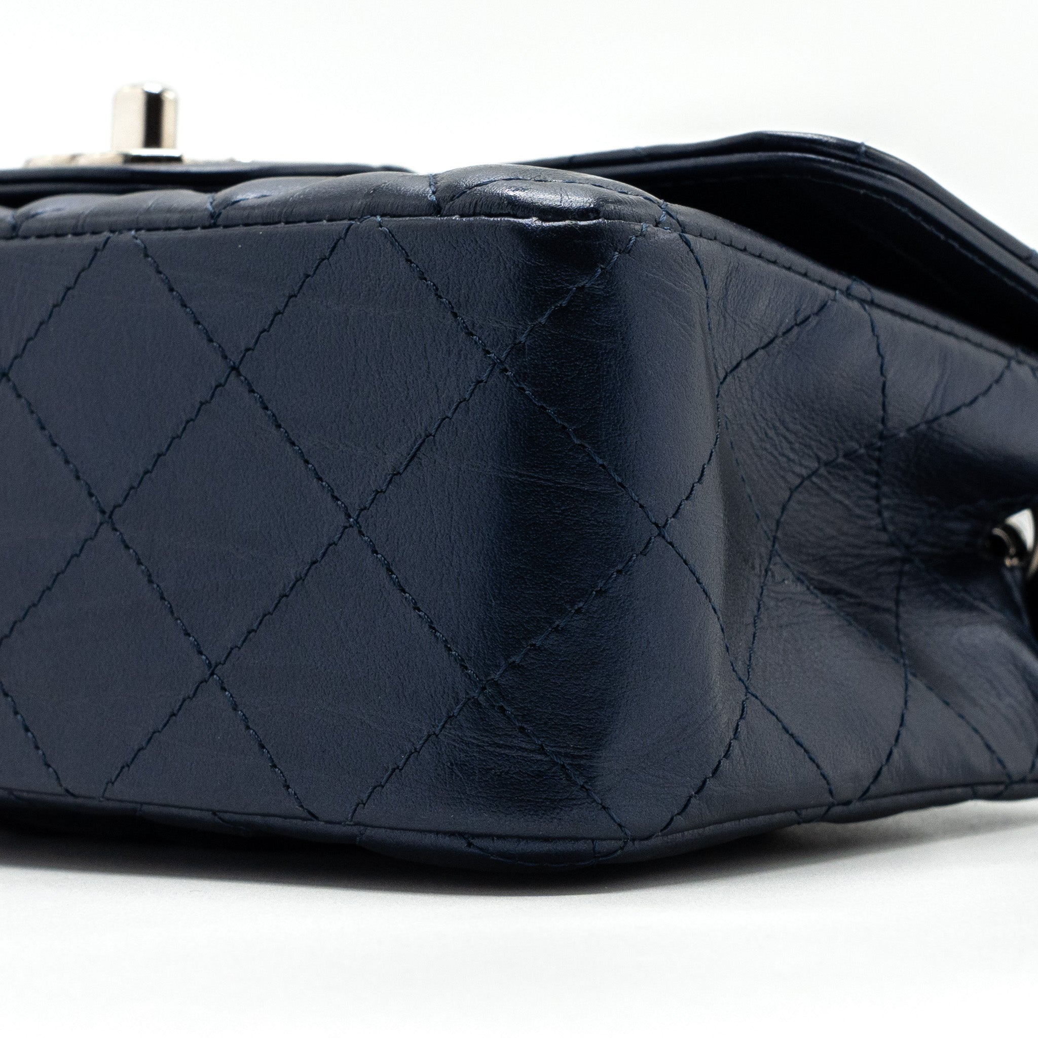 Chanel mini rectangular flap bag calfskin limited dark blue