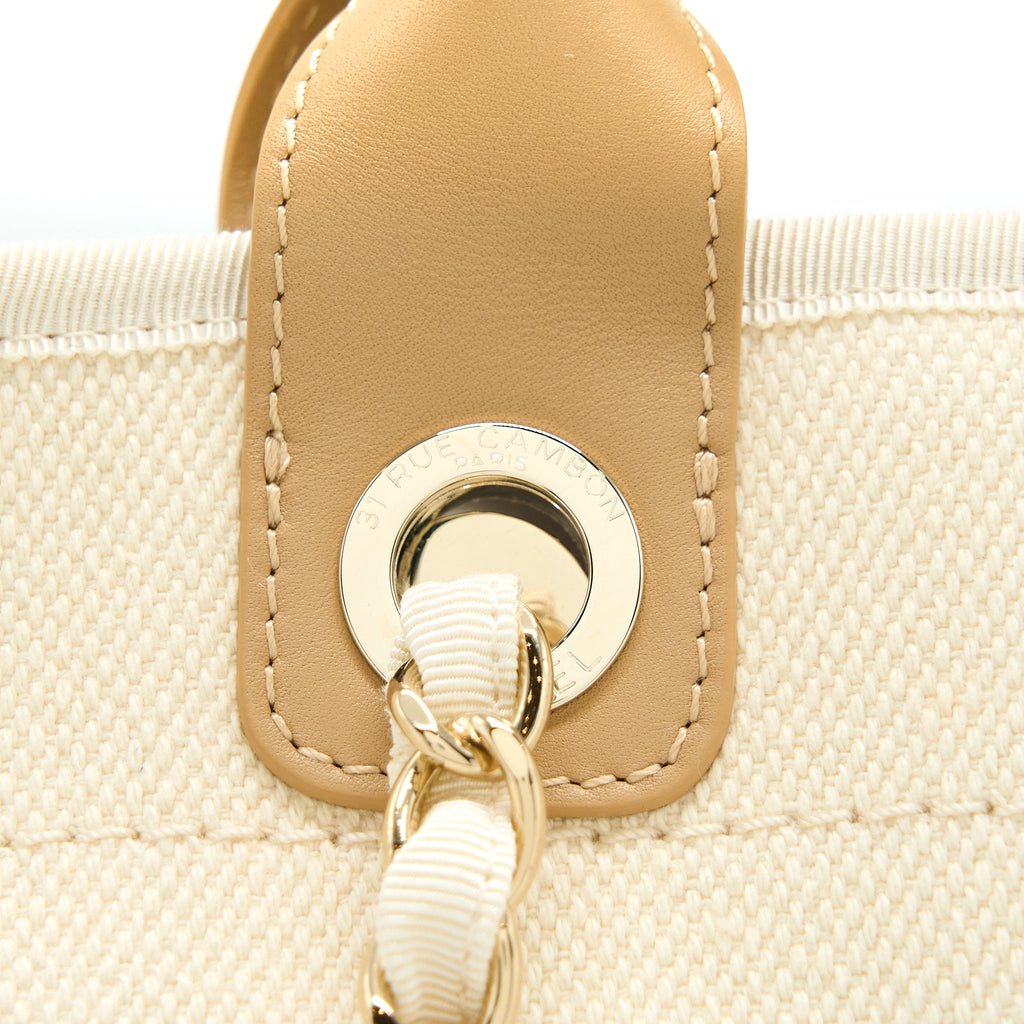 Chanel Deauville Pearl Tote Canvas