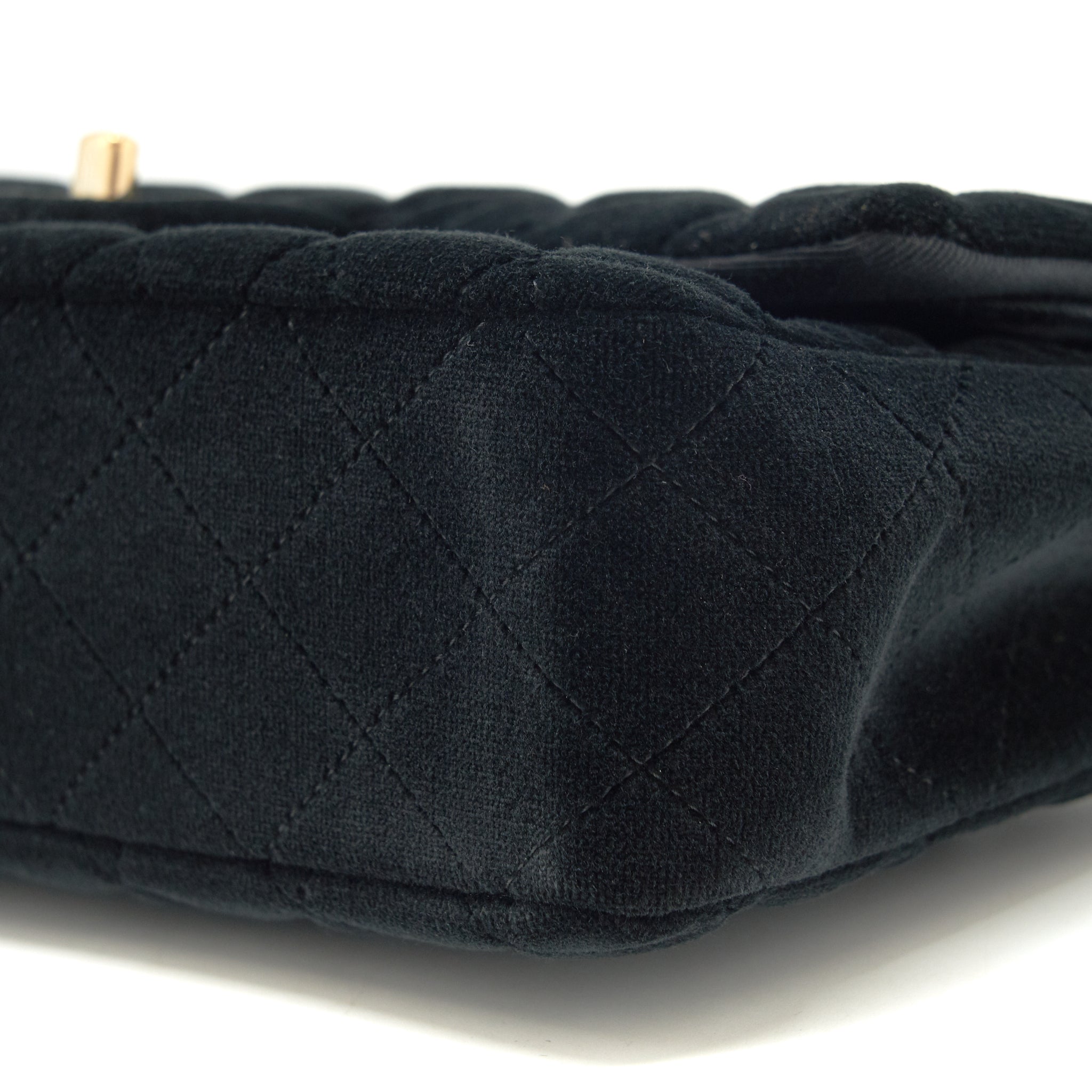 Chanel Velvet Medium Classic Double Flap Bag Velvet Black L