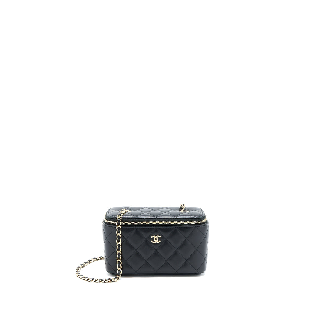 Chanel Long Vanity With Chain Lambskin Black L