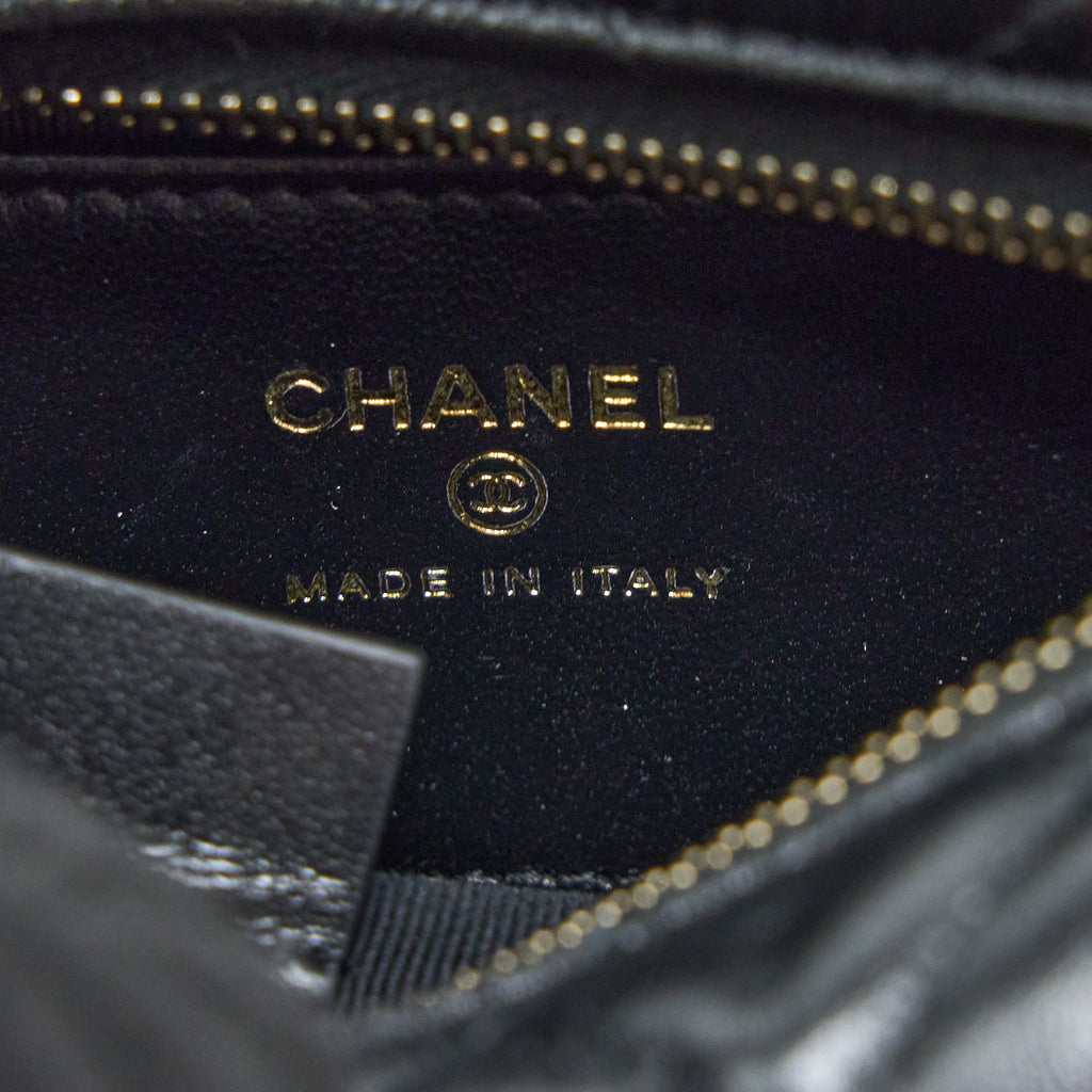 Chanel 23c Round Cruise Pouch Lambskin Black L (Microchip)