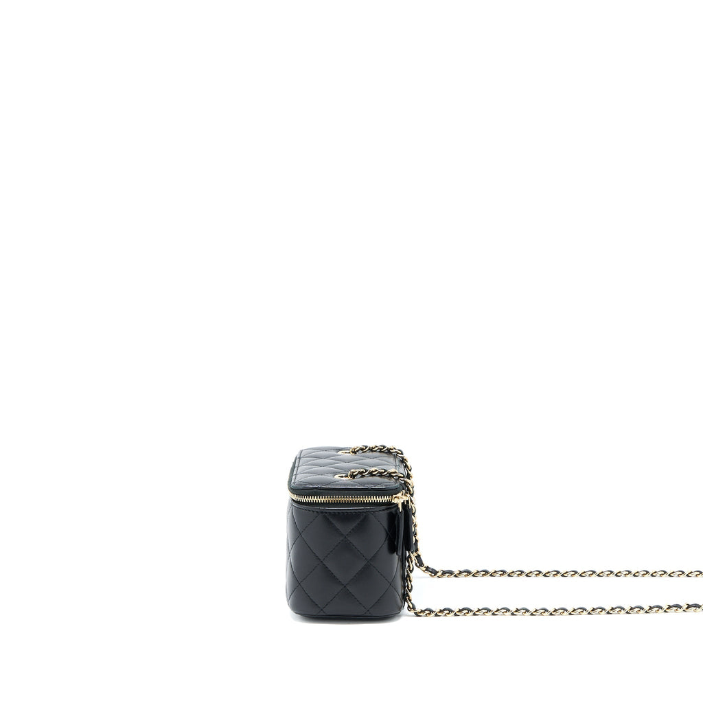 Chanel Long Vanity With Chain Lambskin Black L