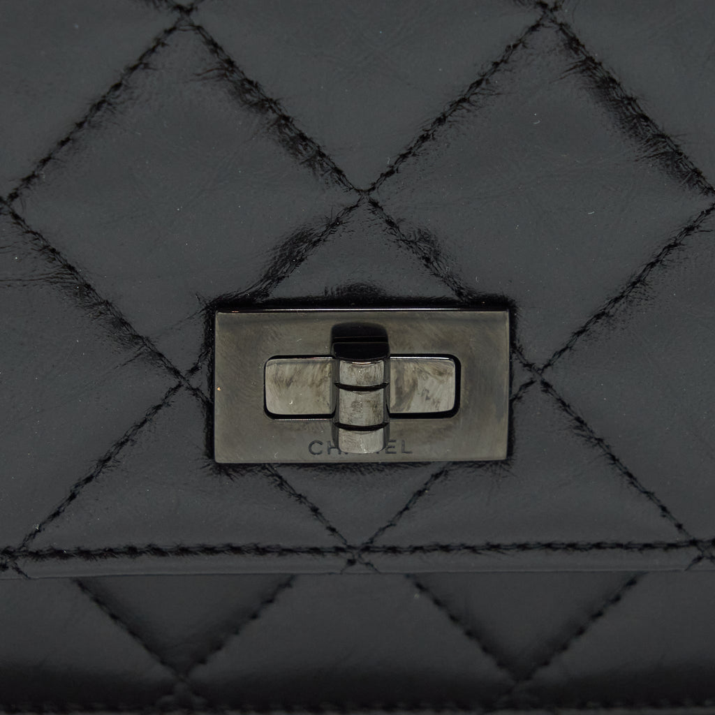 Chanel Reissue Wallet On Chain Aged Calfskin Black with Black Hardware