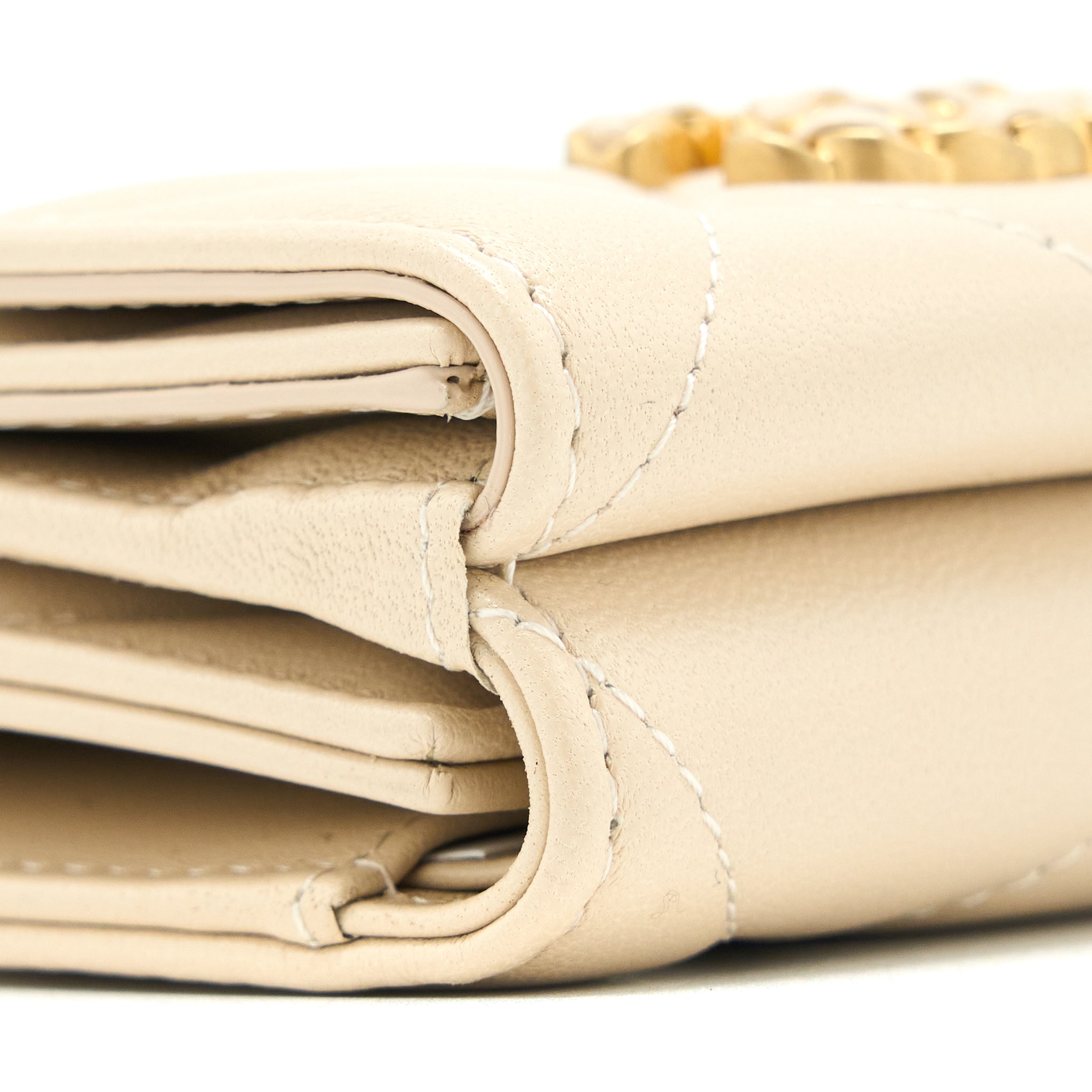 Chanel 19 Flap Compact Wallet Lambskin Beige