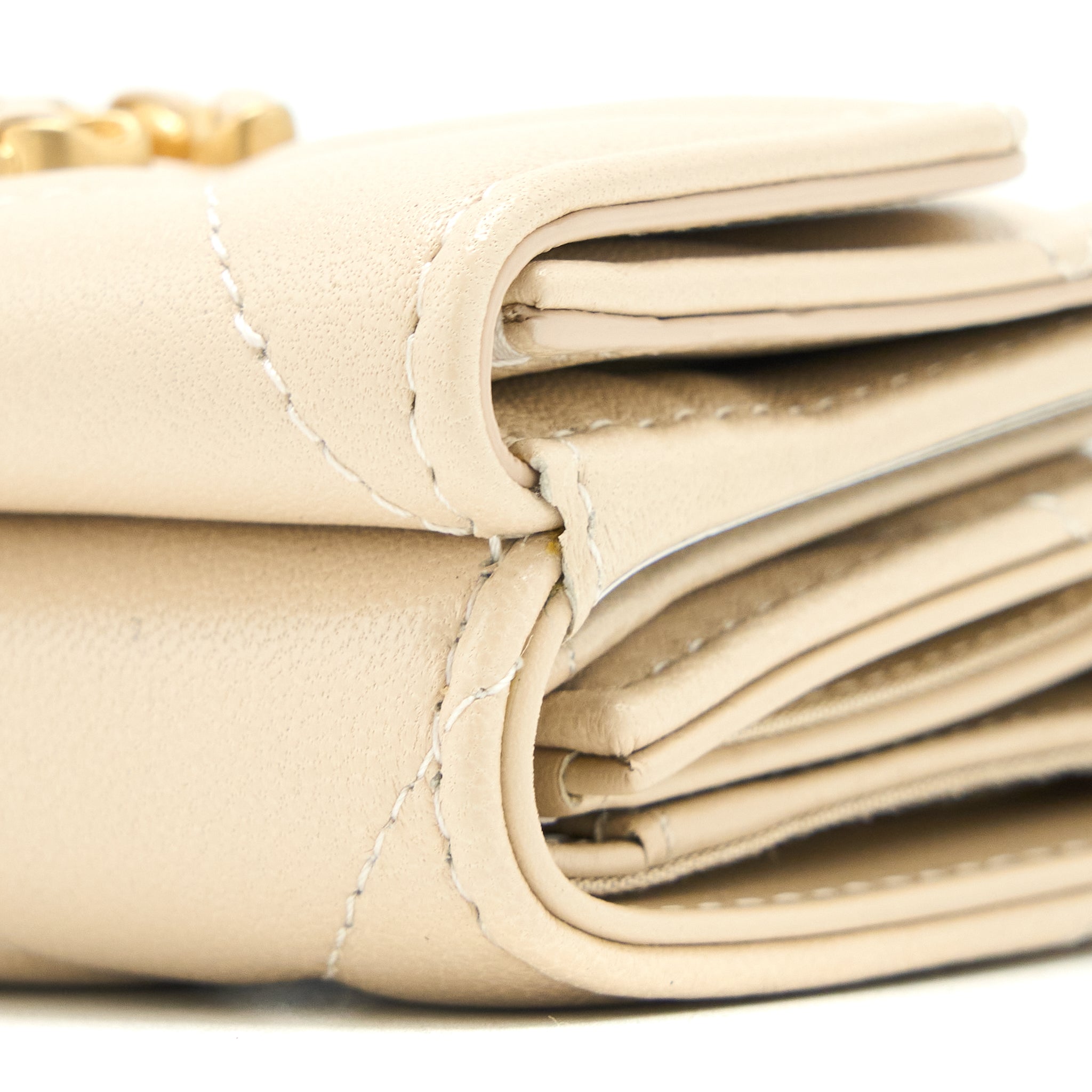 Chanel 19 Flap Compact Wallet Lambskin Beige