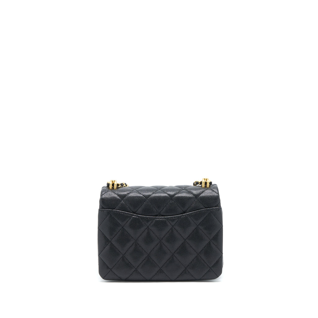 Chanel 22K Coco First Flap Bag Grained Calfskin Black (Microchip)