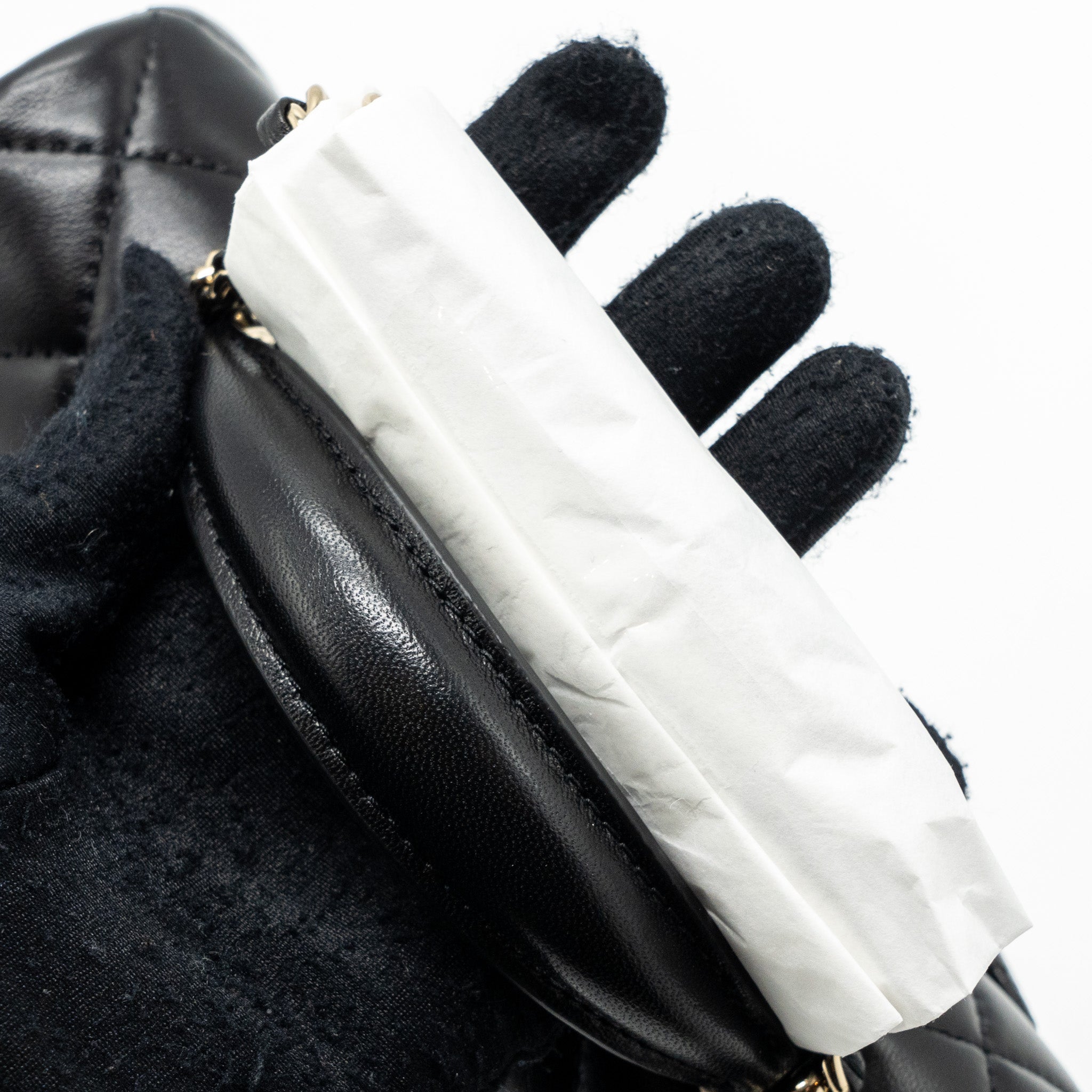 Chanel top handle mini rectangular flap bag lambskin black L (microchip)