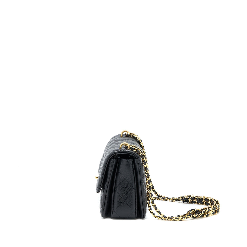 Chanel 22K Coco First Flap Bag Grained Calfskin Black (Microchip)