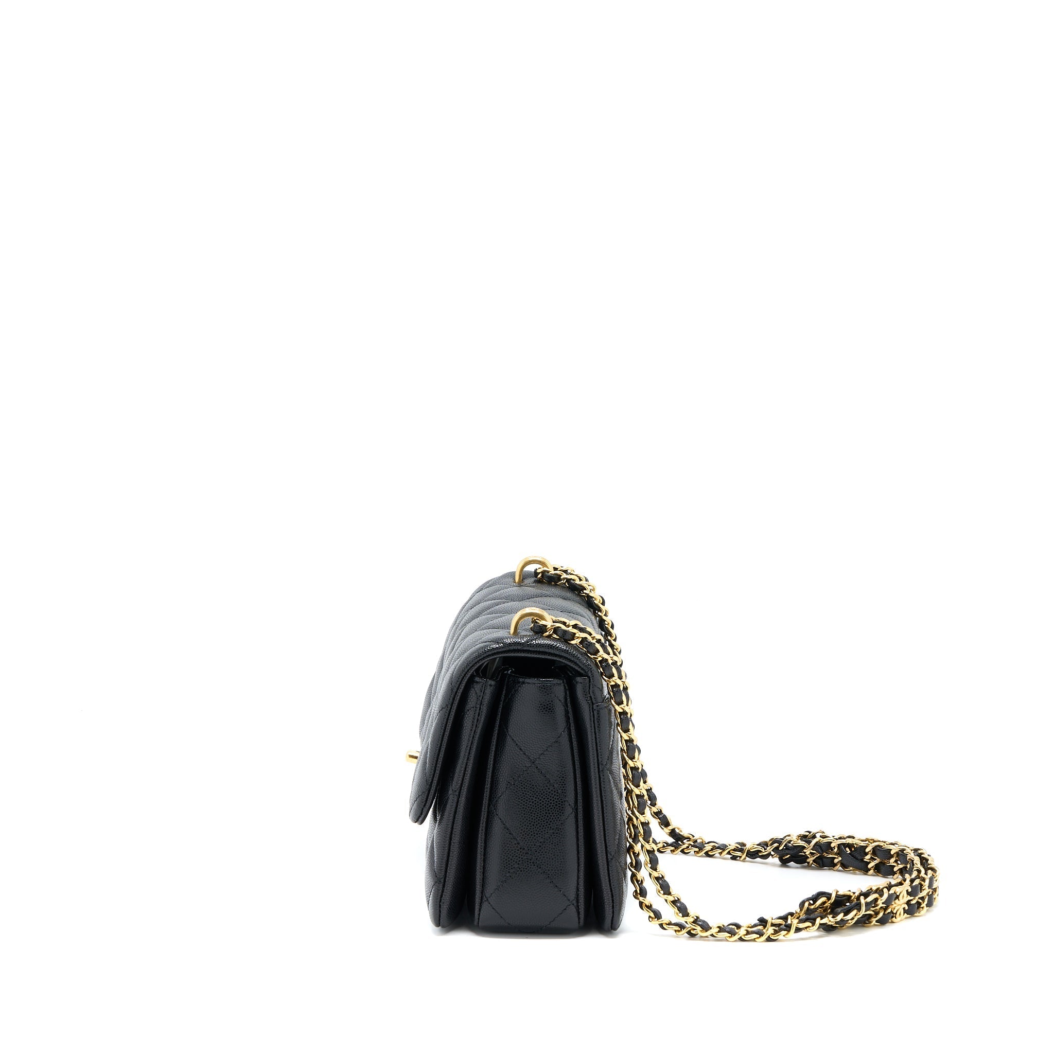 Chanel 22K Coco First Flap Bag Grained Calfskin Black (Microchip)