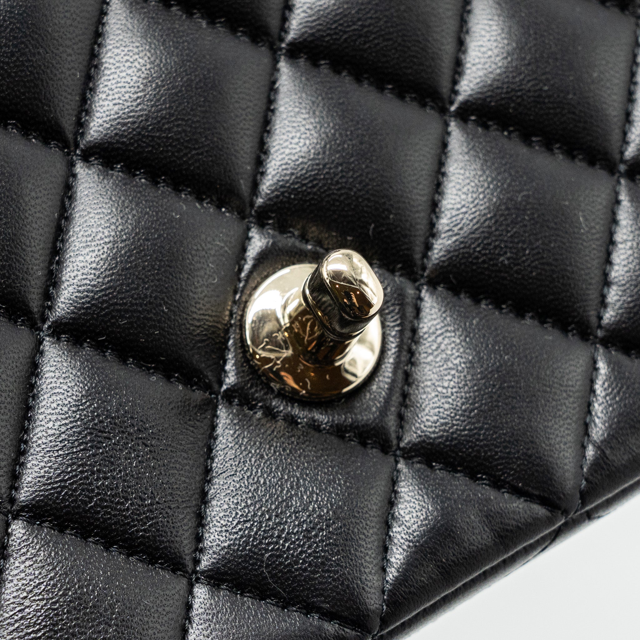 Chanel top handle mini rectangular flap bag lambskin black L (microchip)