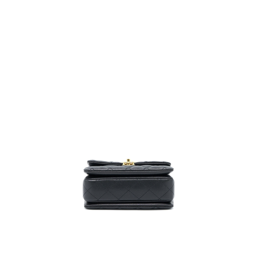 Chanel 22K Coco First Flap Bag Grained Calfskin Black (Microchip)
