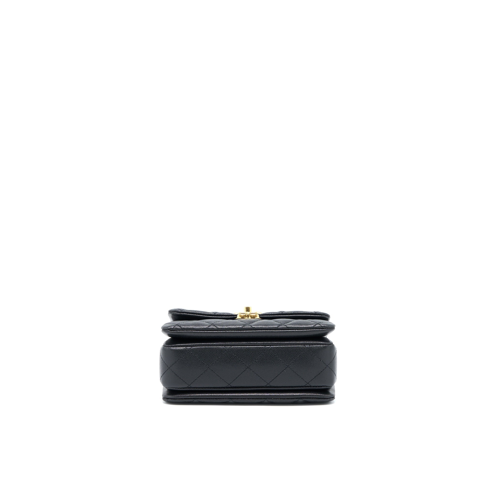 Chanel 22K Coco First Flap Bag Grained Calfskin Black (Microchip)