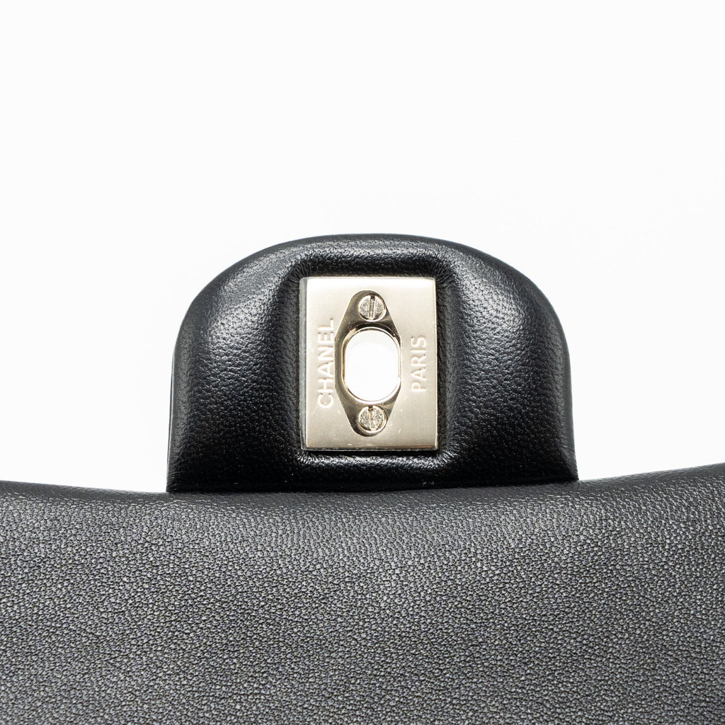 Chanel top handle mini rectangular flap bag lambskin black L (microchip)