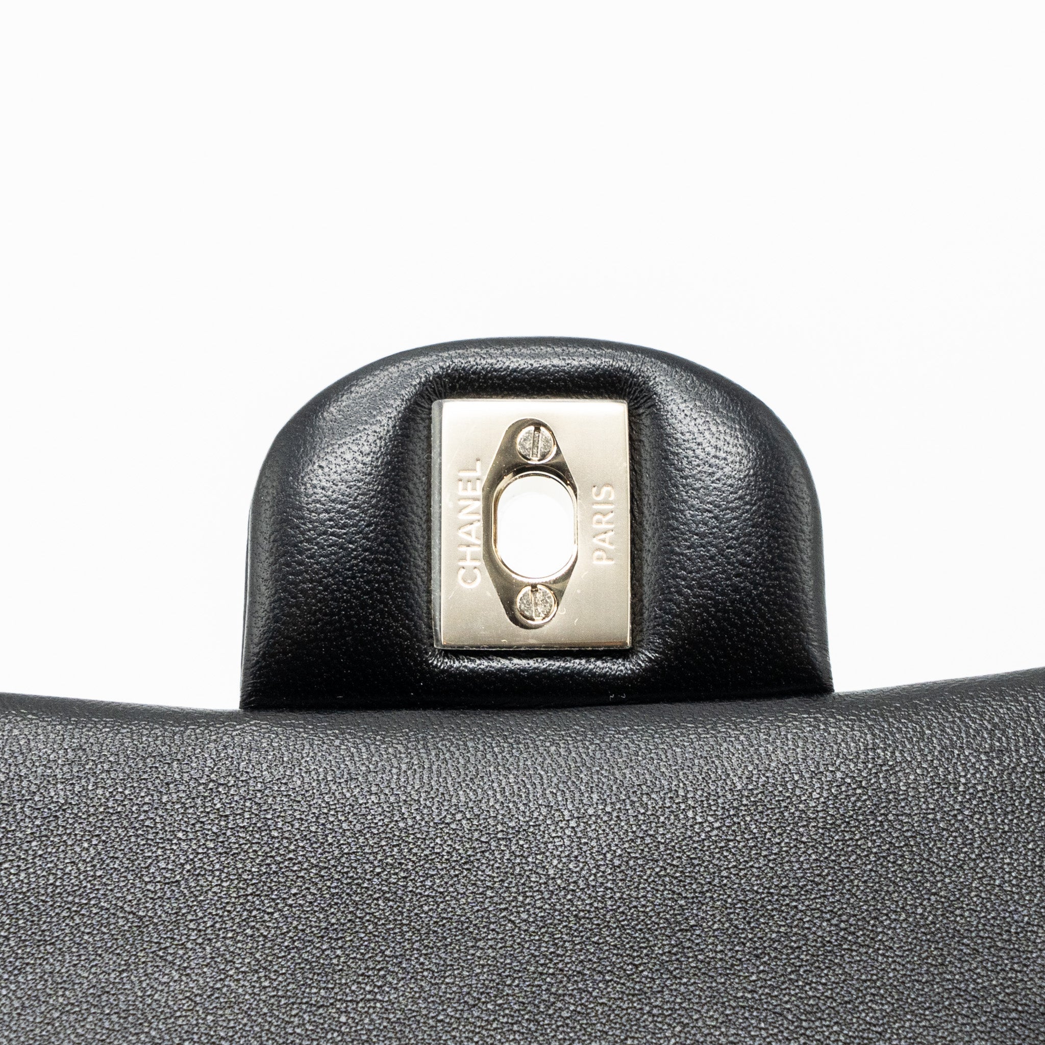 Chanel top handle mini rectangular flap bag lambskin black L (microchip)