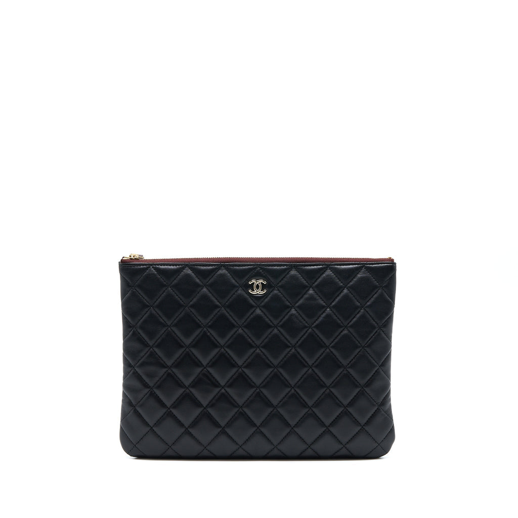 Chanel O Case Pouch Lambskin Black L